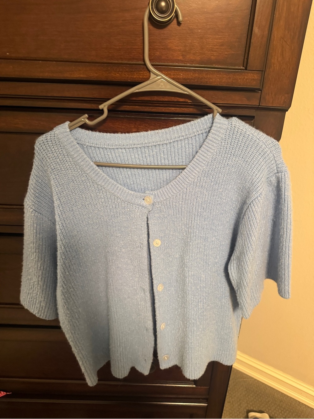 Women’s Light Blue Button-Front Sweater Top
